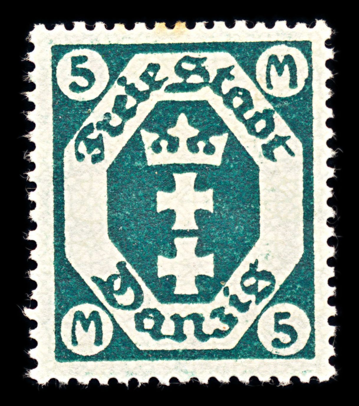 6777 Danzig SG86a 5 Opal Green 1922. Mi 108Y Mint MH. C£38