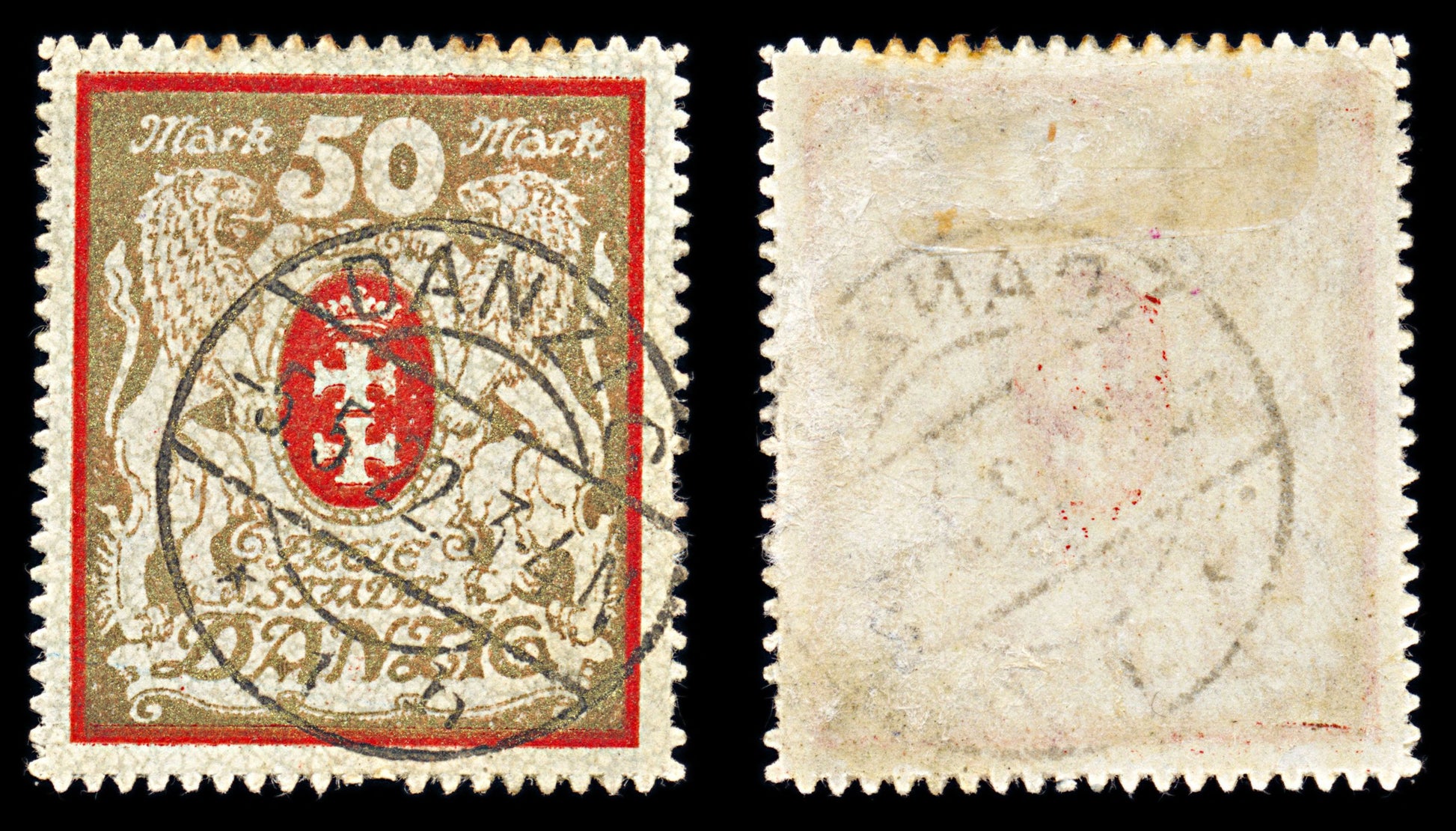 6778 Danzig SG94 50 Gold & Lilac Red 1922. Sc#94 Mi 100Xb Used. C£180