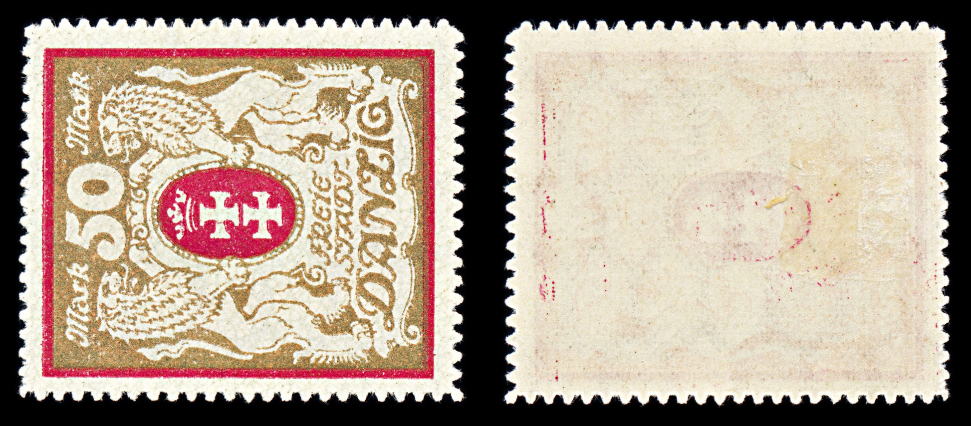 6780 Danzig SG94ba 50 Gold & Red 1922. Mi 100Ya Mint MH. C£4