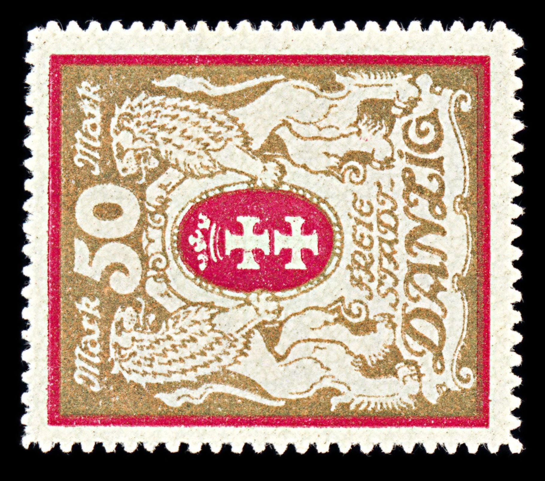 6780 Danzig SG94ba 50 Gold & Red 1922. Mi 100Ya Mint MH. C£4