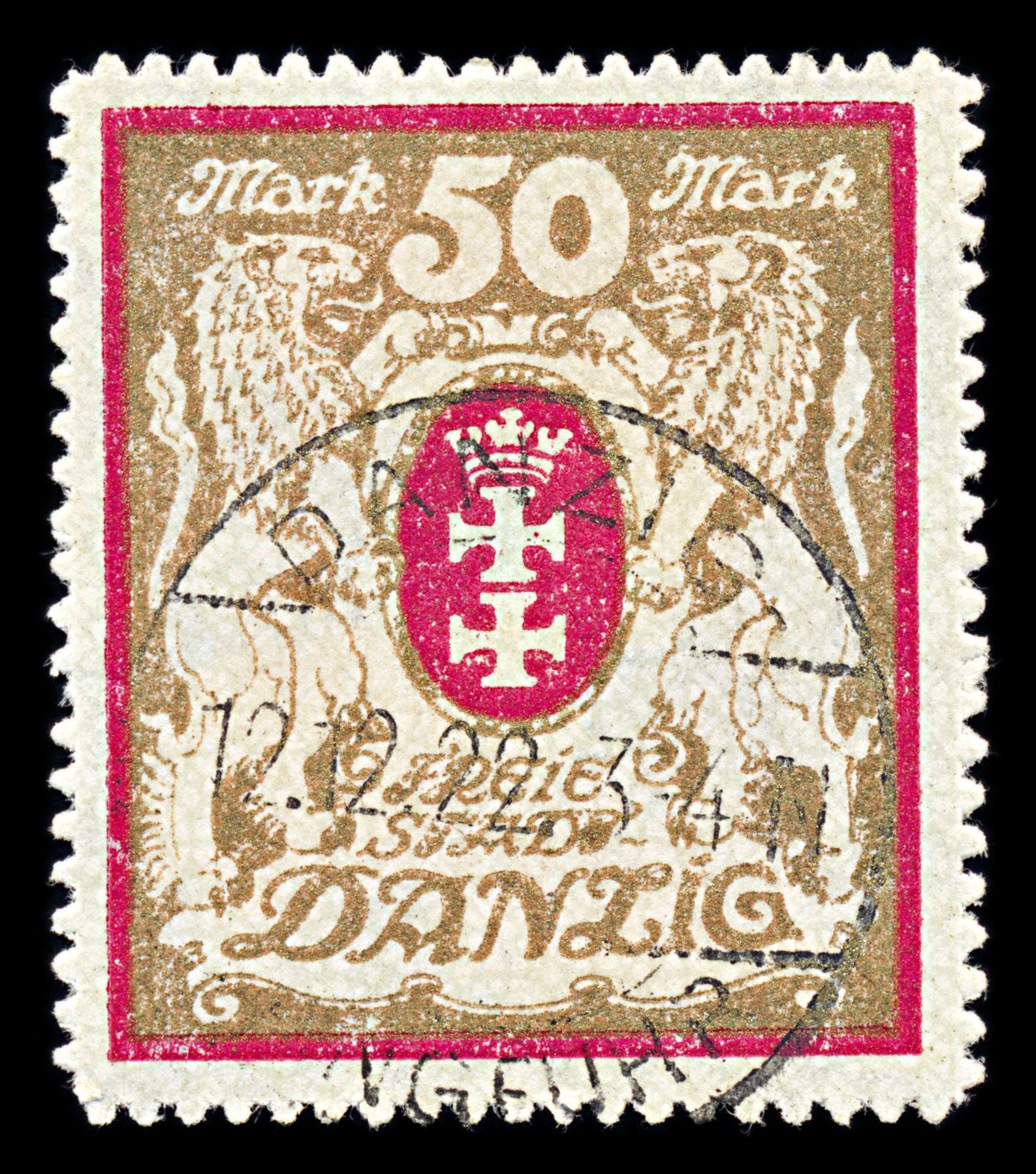 6781 Danzig SG94b 50 Gold & Red 1922. Mi 100Xa Used. C£10