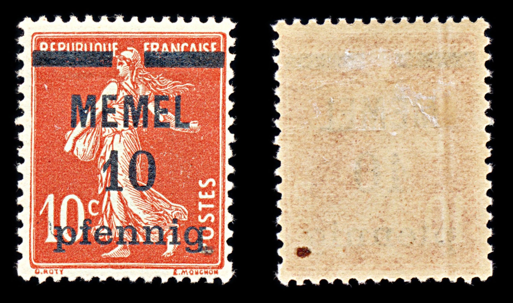 6786 Memel SG17 10 Orange Red 1920. Mi 19x Mint MH. C£23