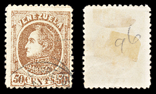 6792 Venezuela SG105 50C Dark Brown 1880. Sc#72 Mi 26x Used. C£55