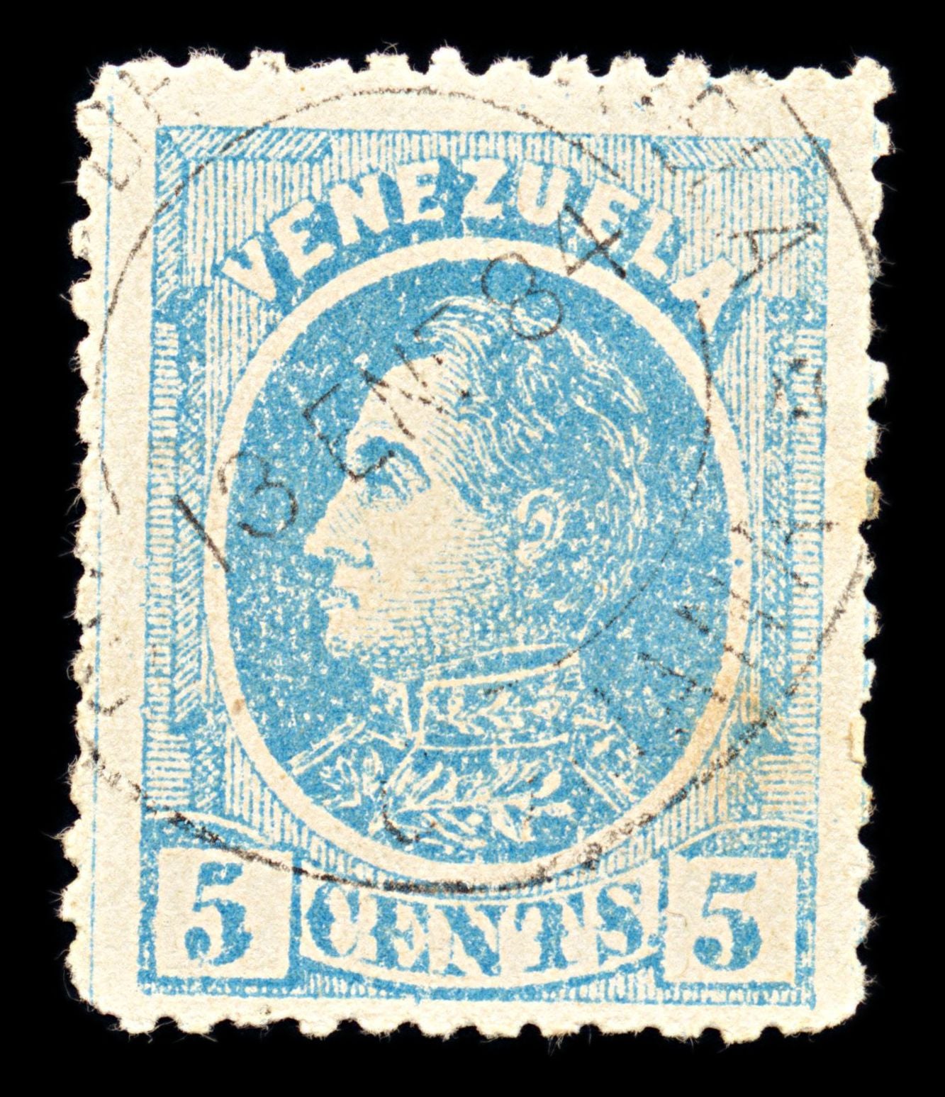 6794 Venezuela SG102 5 C Blue 1880. Sc#68 Mi 23x Used. C£10