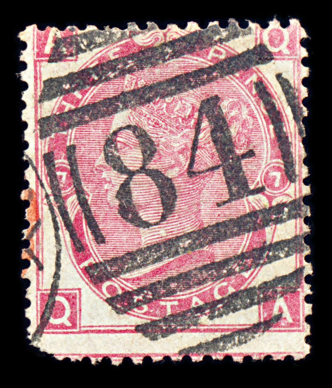 6807 GB SG103 3D Rose. Plate 7 "QA" 1871. Sc#49a Mi 28 Used. C£70