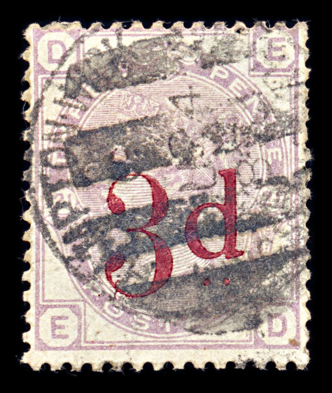 6813 GB SG159 3d on 3d Lilac "ED" 1883. Sc#94 Mi 70 Used. C£160