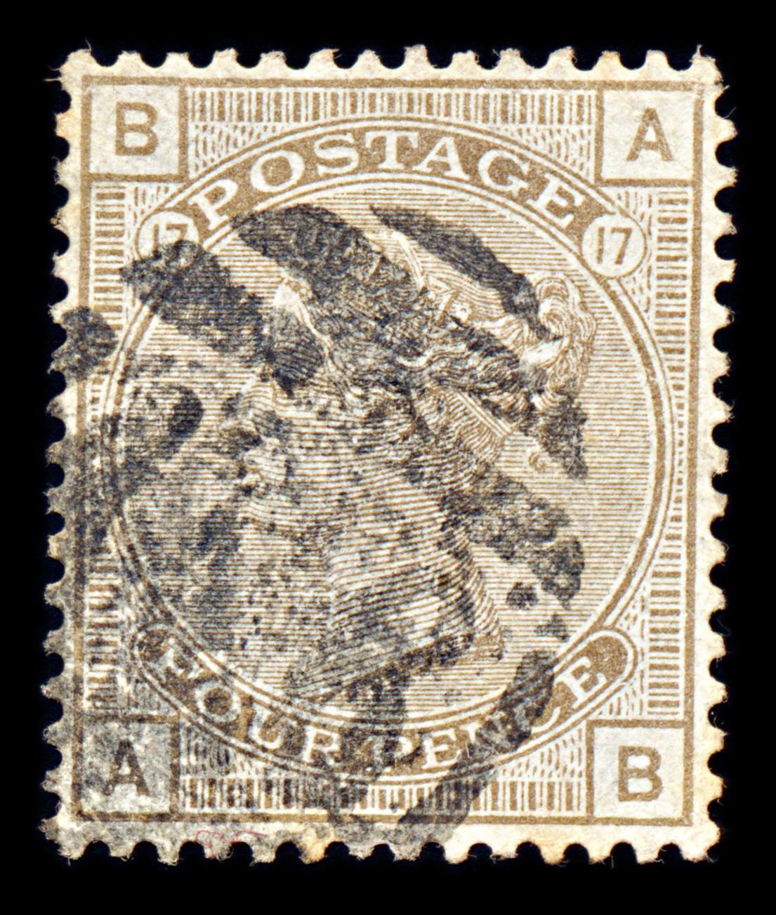 6814 GB SG160 4D Grey Brown. Plate 17 "AB" 1880. Sc#84 Mi 61 Used. C£80