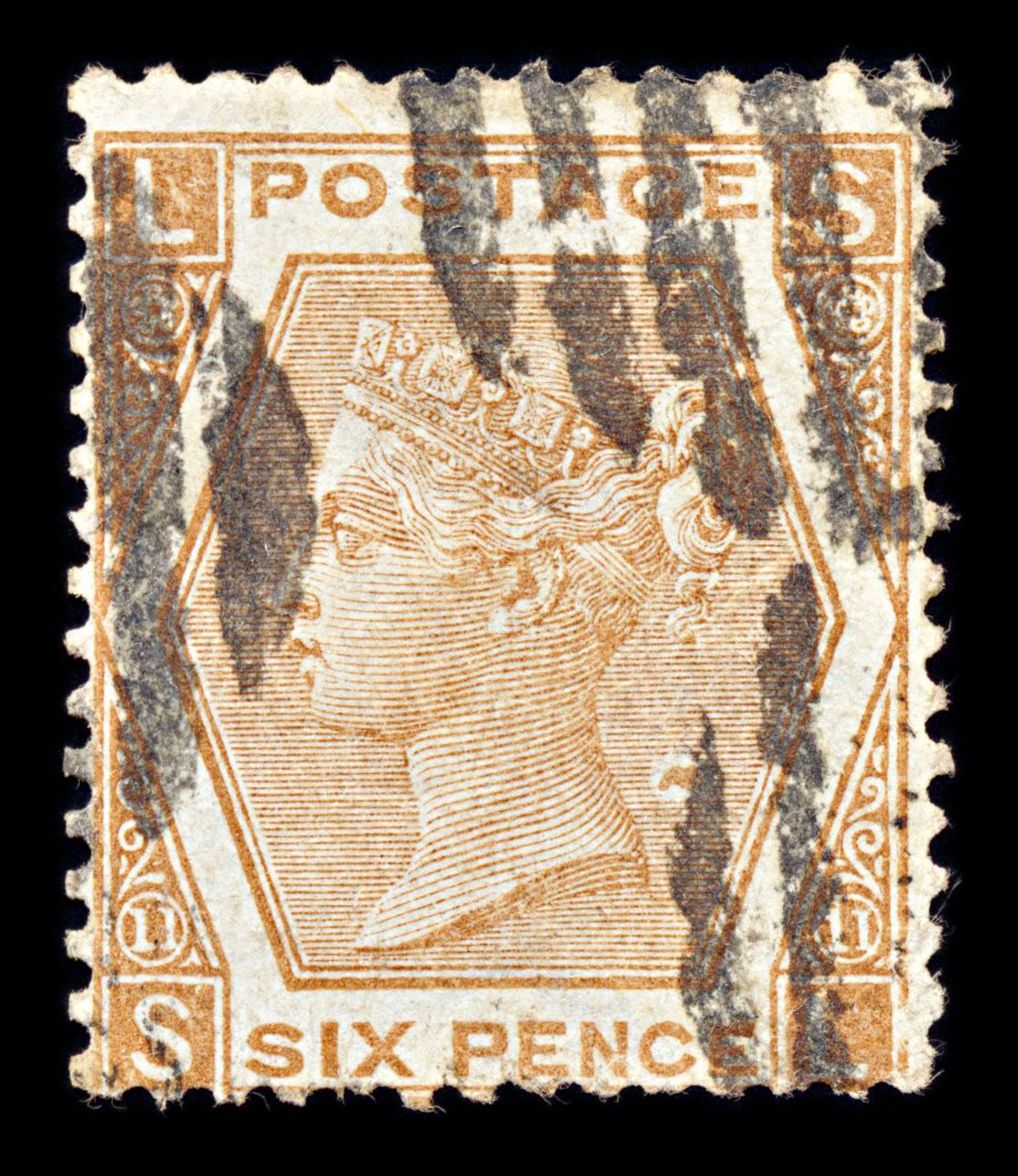 6817 GB SG122a 6D Chestnut. Plate 11 "SL" 1872. Sc#59a Mi 38 Used. C£125