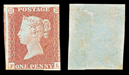 6824 GB SG8 1D Red. Plate 82. "FL" BS71. Mint 1841. Sc#3 Mi 3Ib 3 Margins. C£650