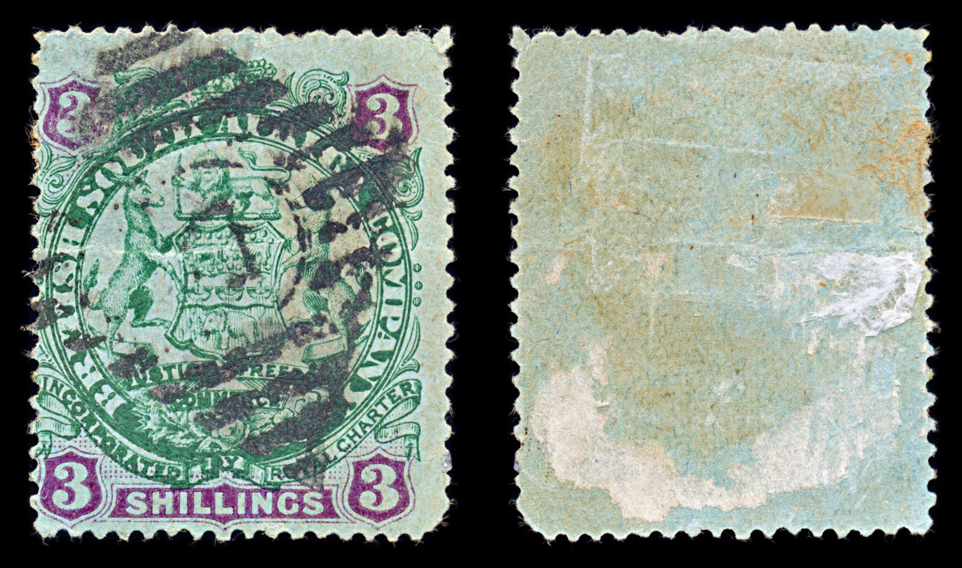 6844 South Africa Company SG36 3S Green & Mauve 1896. Sc#36 Mi 35I Used. C£42