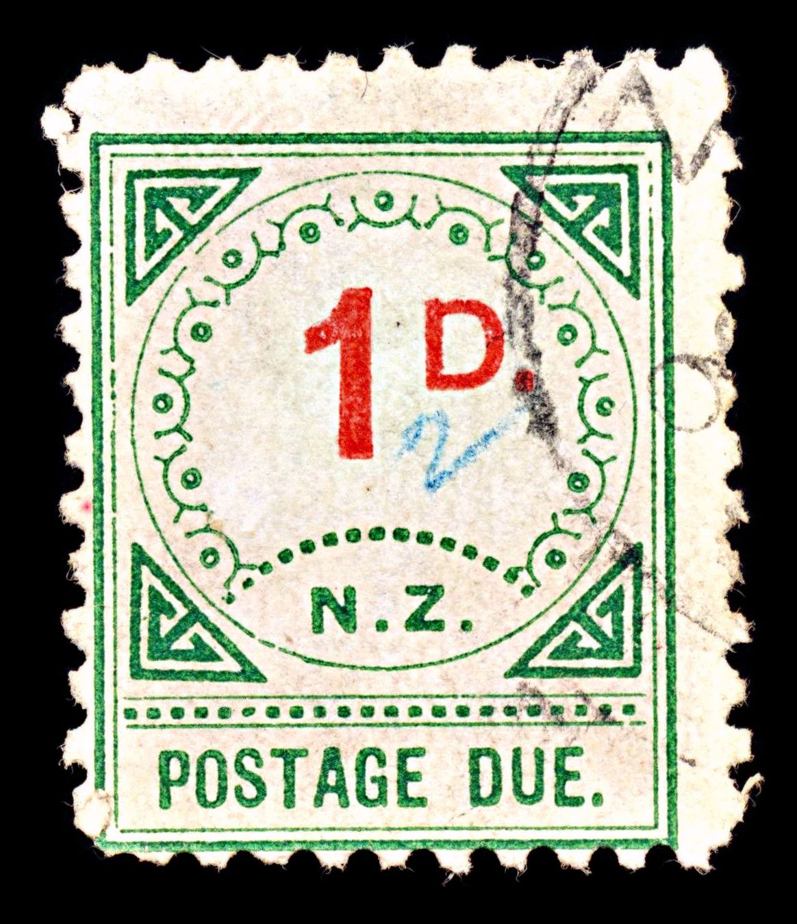 6849 New Zealand SG D9 ½D Green & Red 1899. Mi P1II Used. C£17