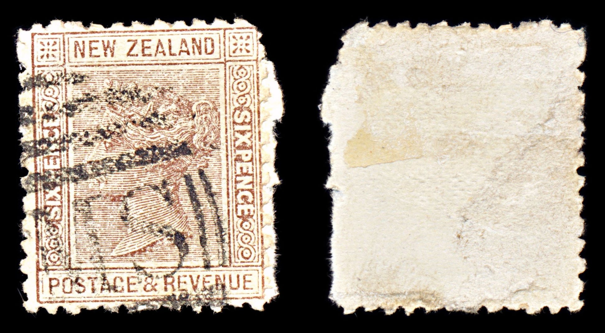 6852 New Zealand SG201a 6D Brown. Die 2. P12x11½ 1892. Used. C£150