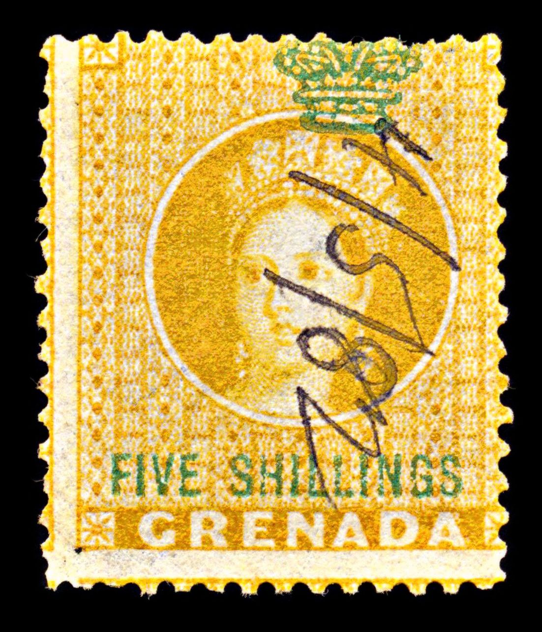 6857 Grenada 5S Green & Orange 1875. Used