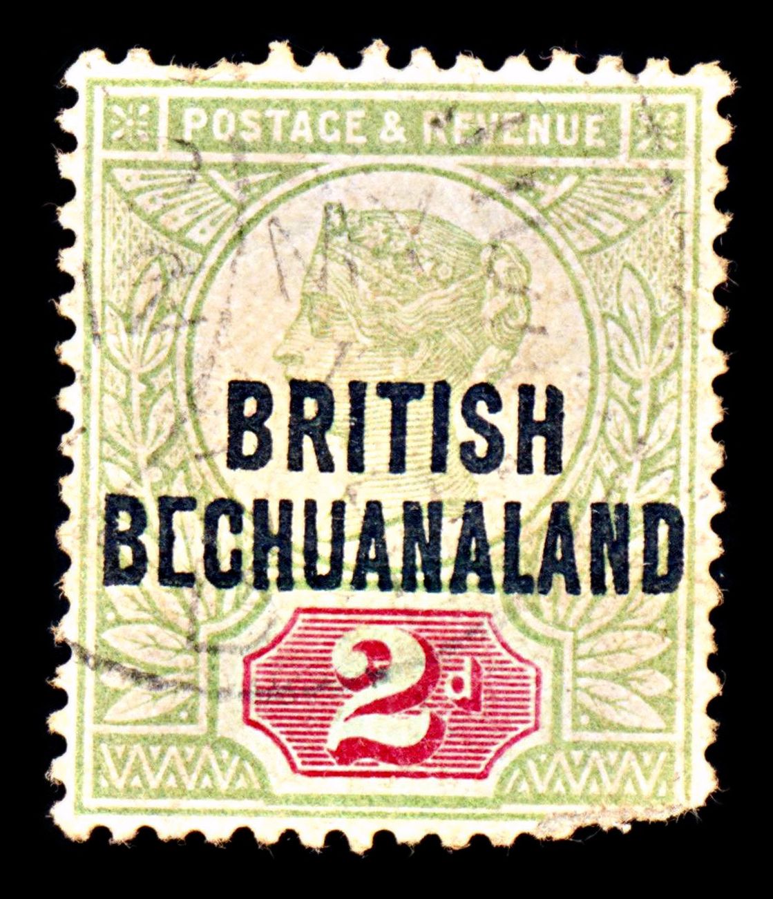 6860 Bechuanaland SG34 2D. Missing bar of "E" 1891. Sc#34 Mi 41 Used