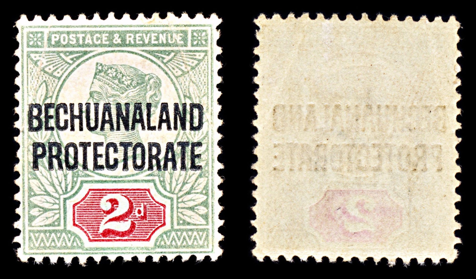 6862 Bechuanaland SG62 2D Carmine & Grey Green 1897. Sc#71 Mi 48 Mint MVLH. C£16