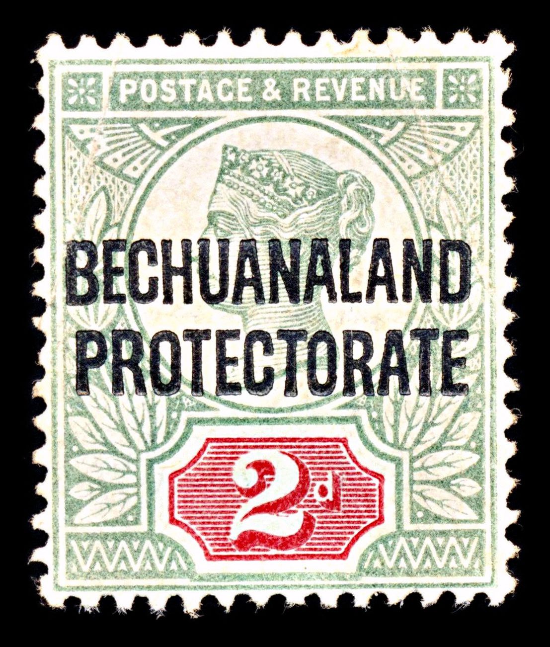 6862 Bechuanaland SG62 2D Carmine & Grey Green 1897. Sc#71 Mi 48 Mint MVLH. C£16