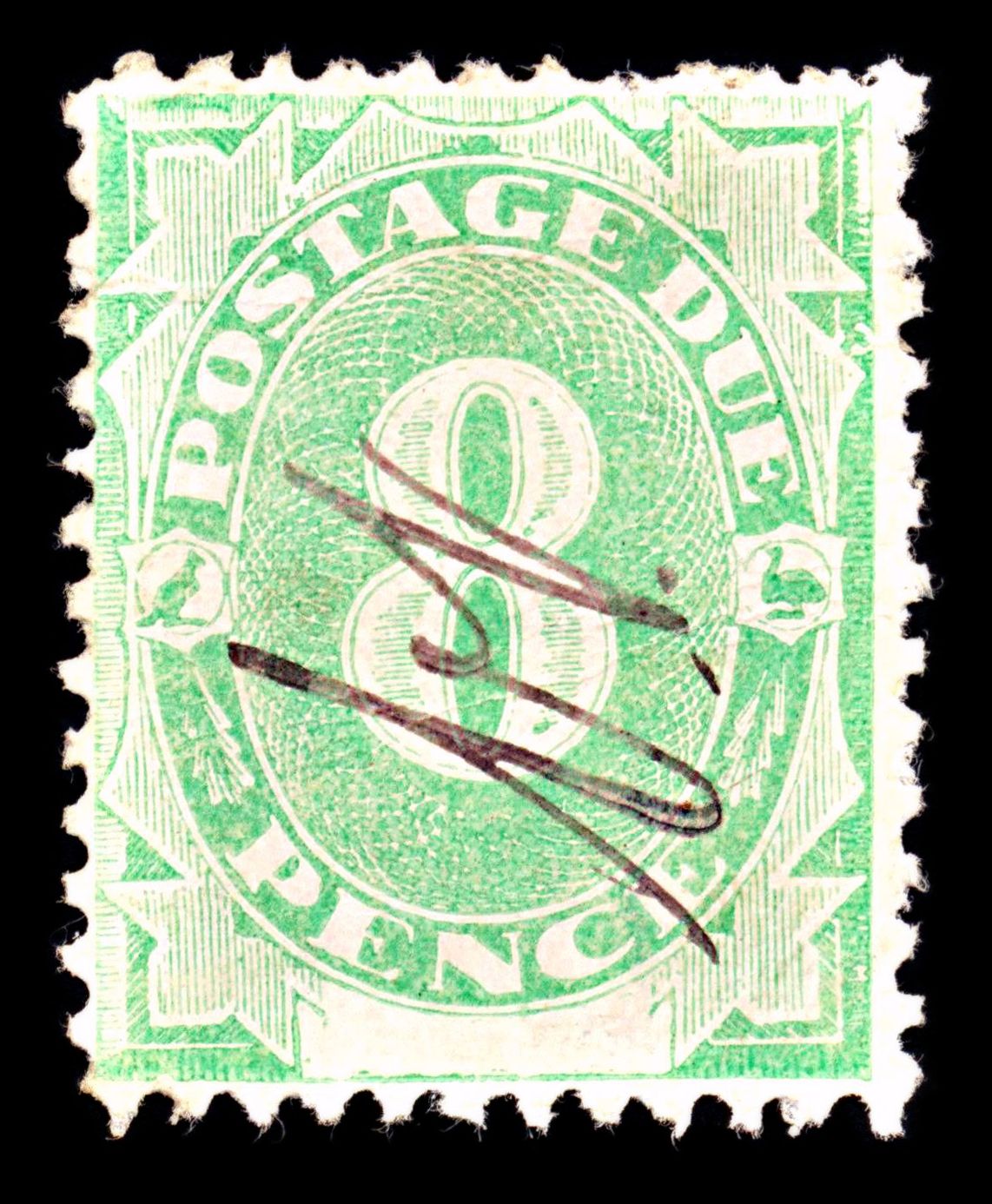 6864 Australia SG D7 8D Emerald 1902. Sc#J7 Mi P8IA Used. C£85