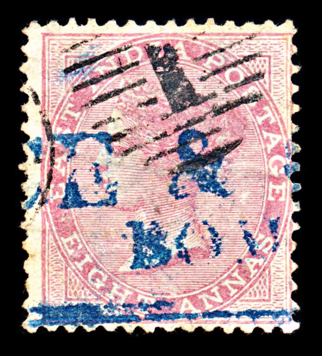 6871 India SG73 8A Rose 1868. Sc#28 Mi 26 Used. C£10