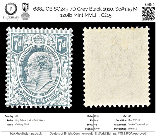 6882 GB SG249 7D Grey Black 1910. Sc#145 Mi 120Ib Mint MVLH. C£15