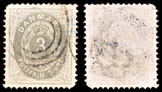 6899 Denmark SG50b 3 Ore Grey & Light Blue 1875. Sc#25c Mi 22IIYAb Used. C£65