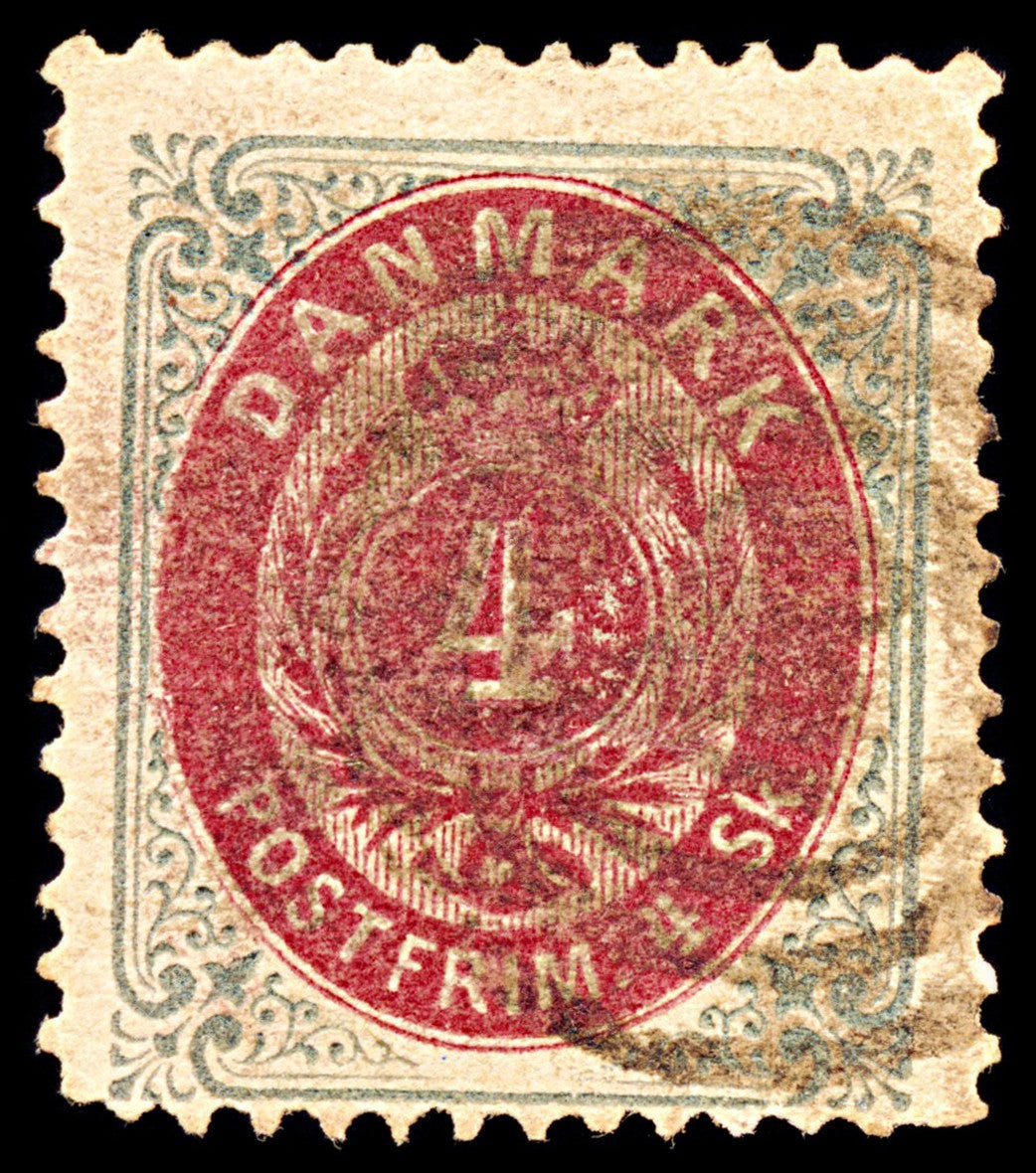 6905 Denmark SG44 4 Sk Grey & Red 1870. Sc#18 Mi 18IA Used. C£8