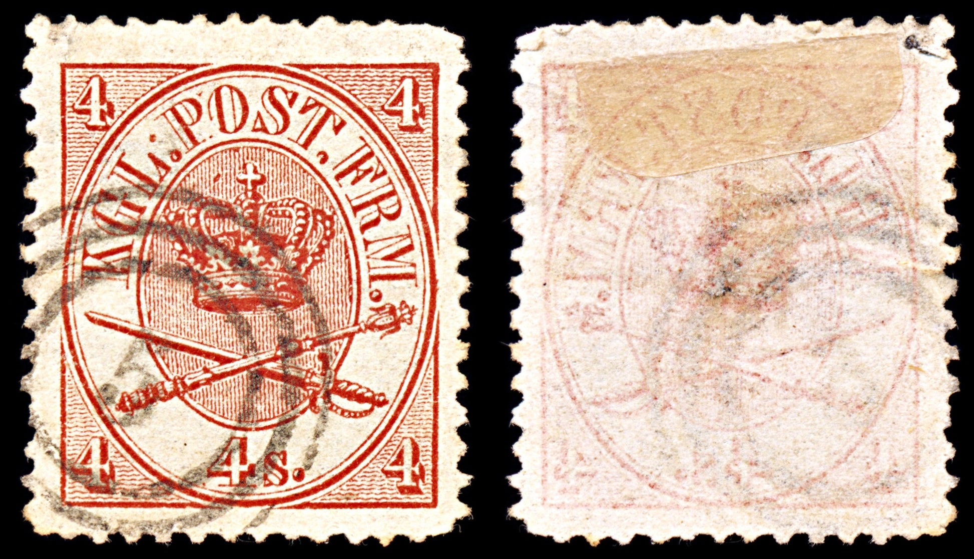 6911 Denmark SG26 4 Sk Carmine 1864. Mi 13Ab Used. C£56