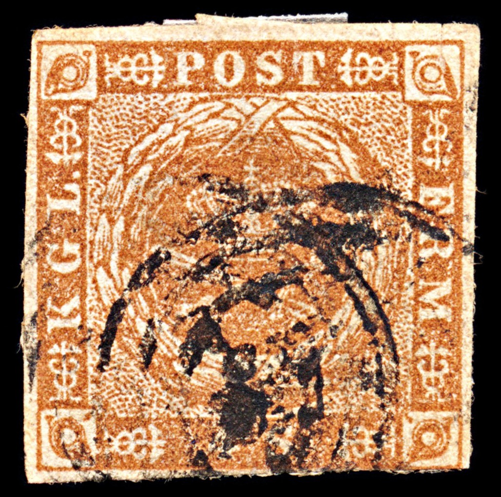 6914 Denmark SG10 4 Sk Red Brown 1854. Mi 4II Used. C£13