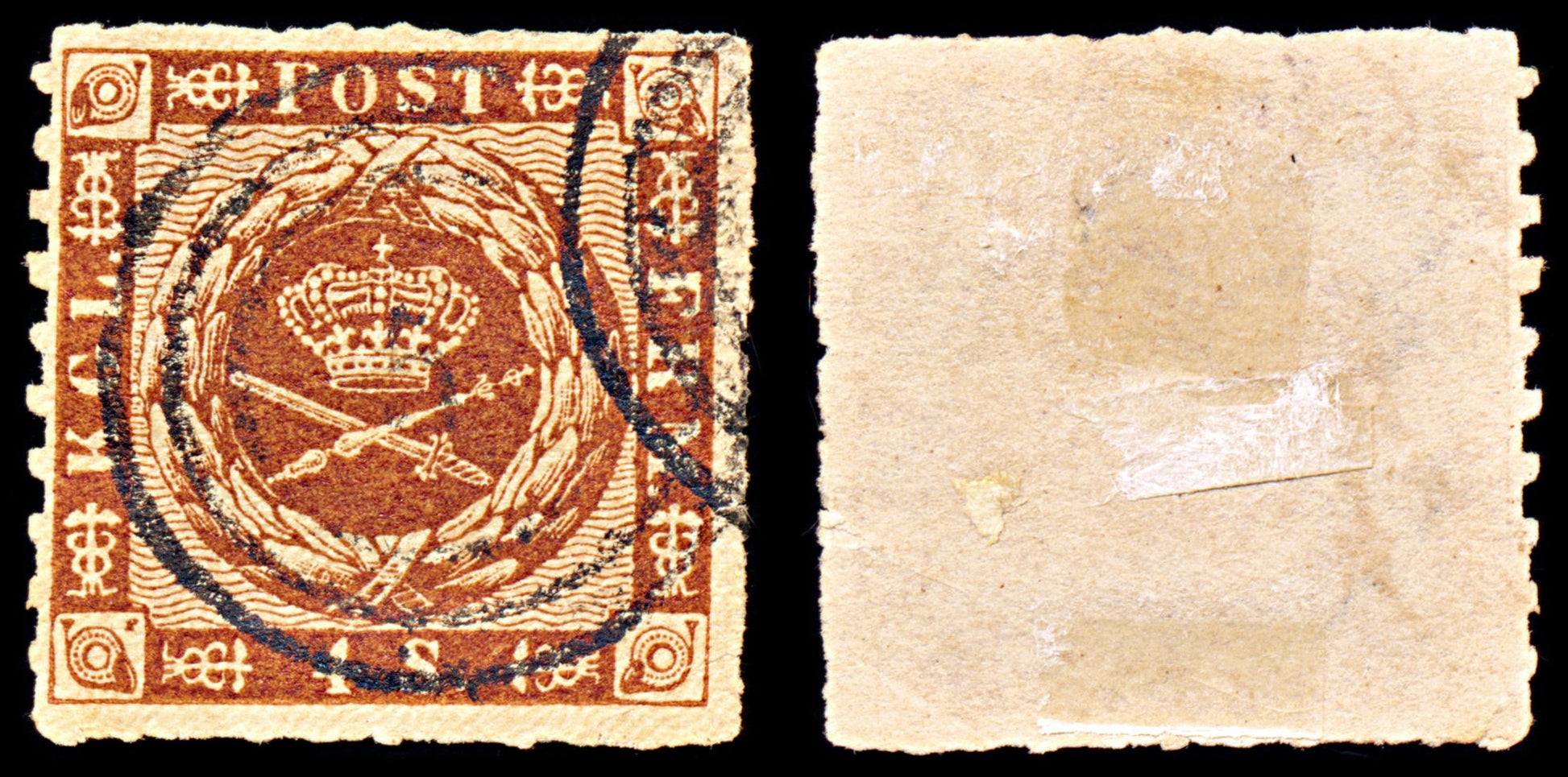 6916 Denmark SG20 4 Sk Red Brown 1863. Sc#9 Mi 9 Used. C£14