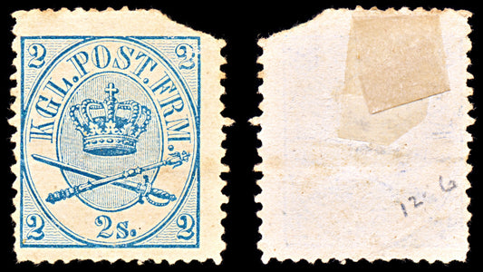 6918 Denmark SG22 2 Sk Blue 1865. Sc#11 Mi 11A Mint MNG. C£70