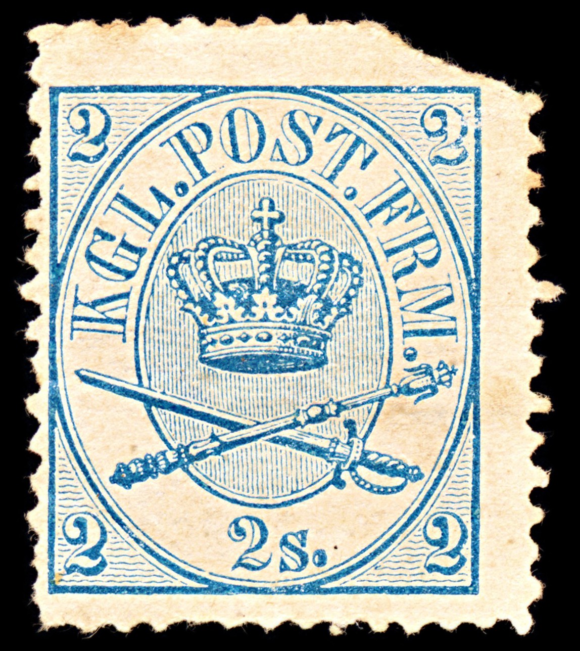 6918 Denmark SG22 2 Sk Blue 1865. Sc#11 Mi 11A Mint MNG. C£70