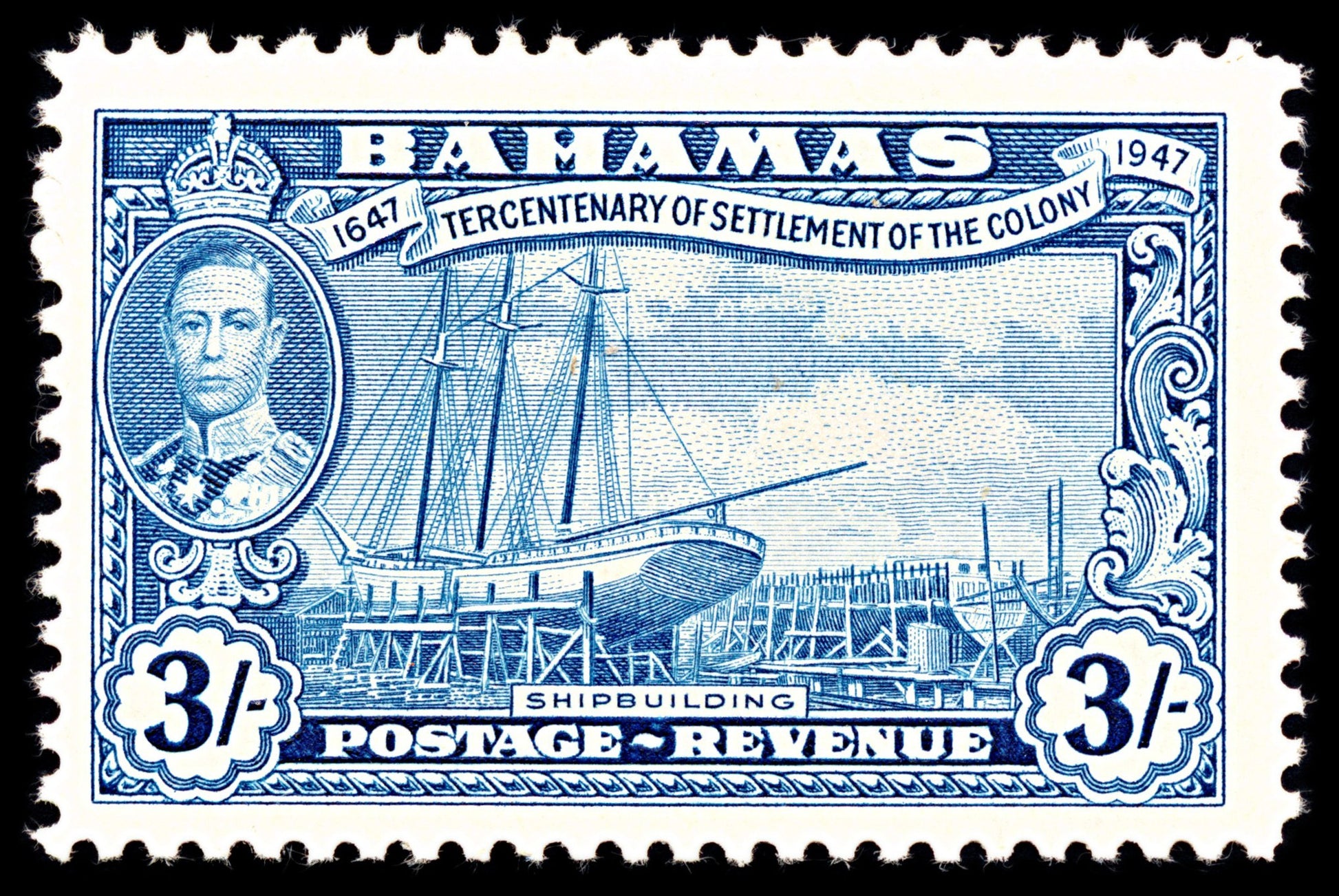 6919 Bahamas SG190 3S Blue 1948. Sc#144 Mi 149 Mint MVLH. C£13