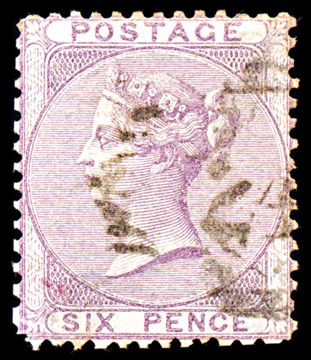 6931 GB SG70 6D Pale Lilac 1856. Sc#27 Mi 14yc Used. C£120