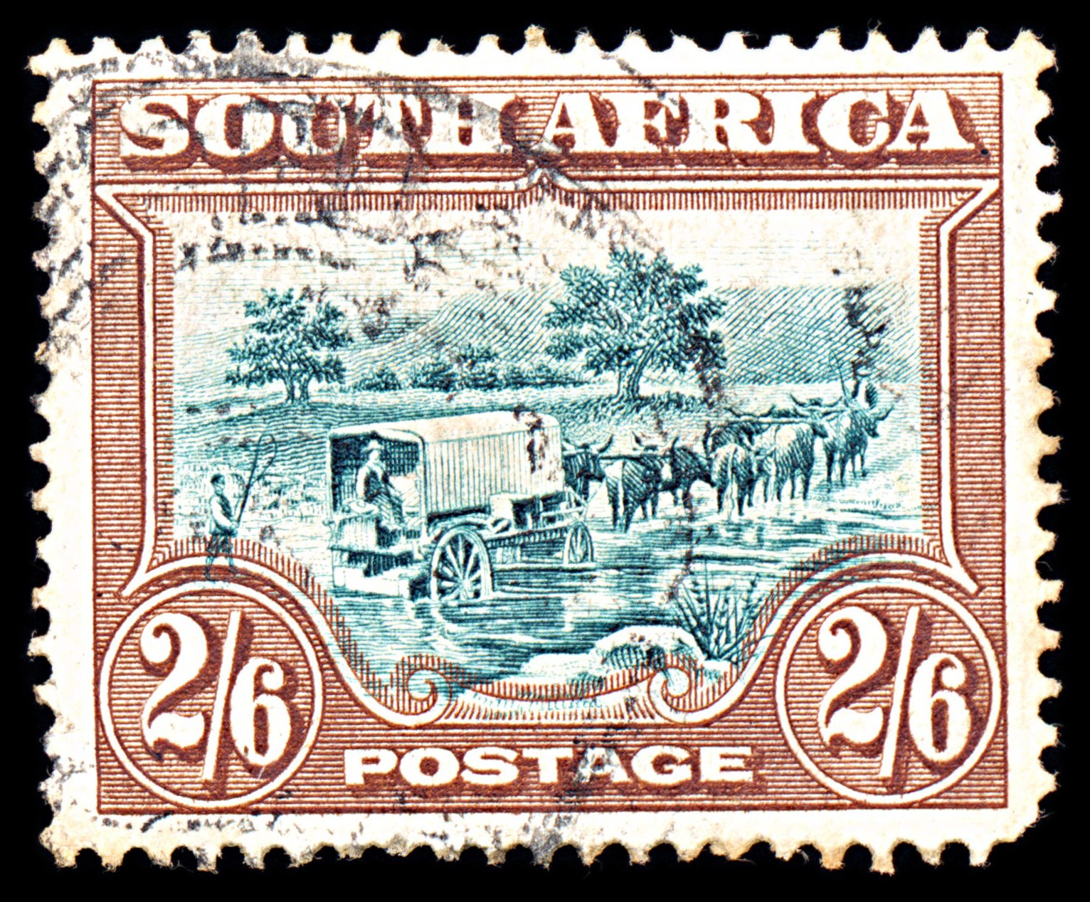 6936 South Africa SG(A) 2s6d Brown & Green 1930. Sc#30e Mi 38C Used. C£24