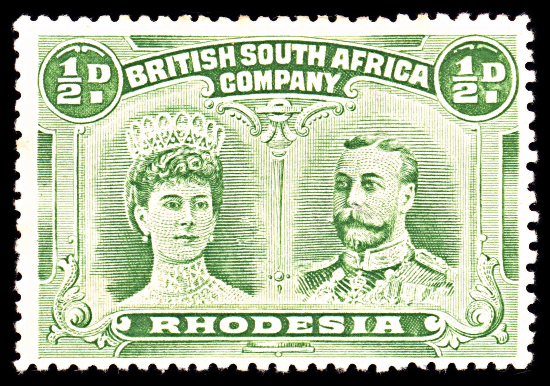 6941 Rhodesia SG122 ½D Dull Green 1910. Mint MH. C£70