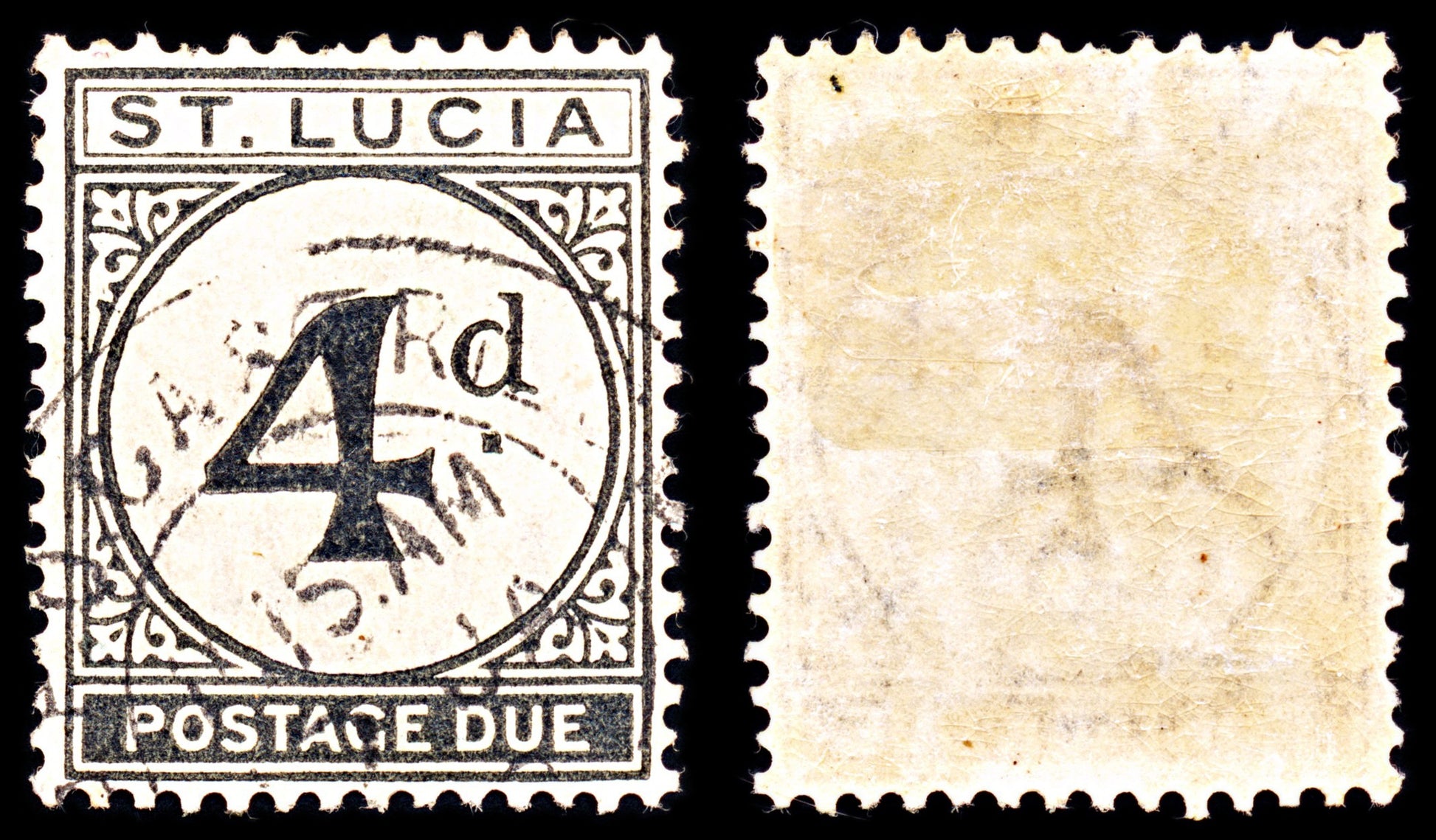 6945 Saint Lucia SG D5 4D Black. Postage Due 1947. Sc#J5 Mi P5 Used. C£55