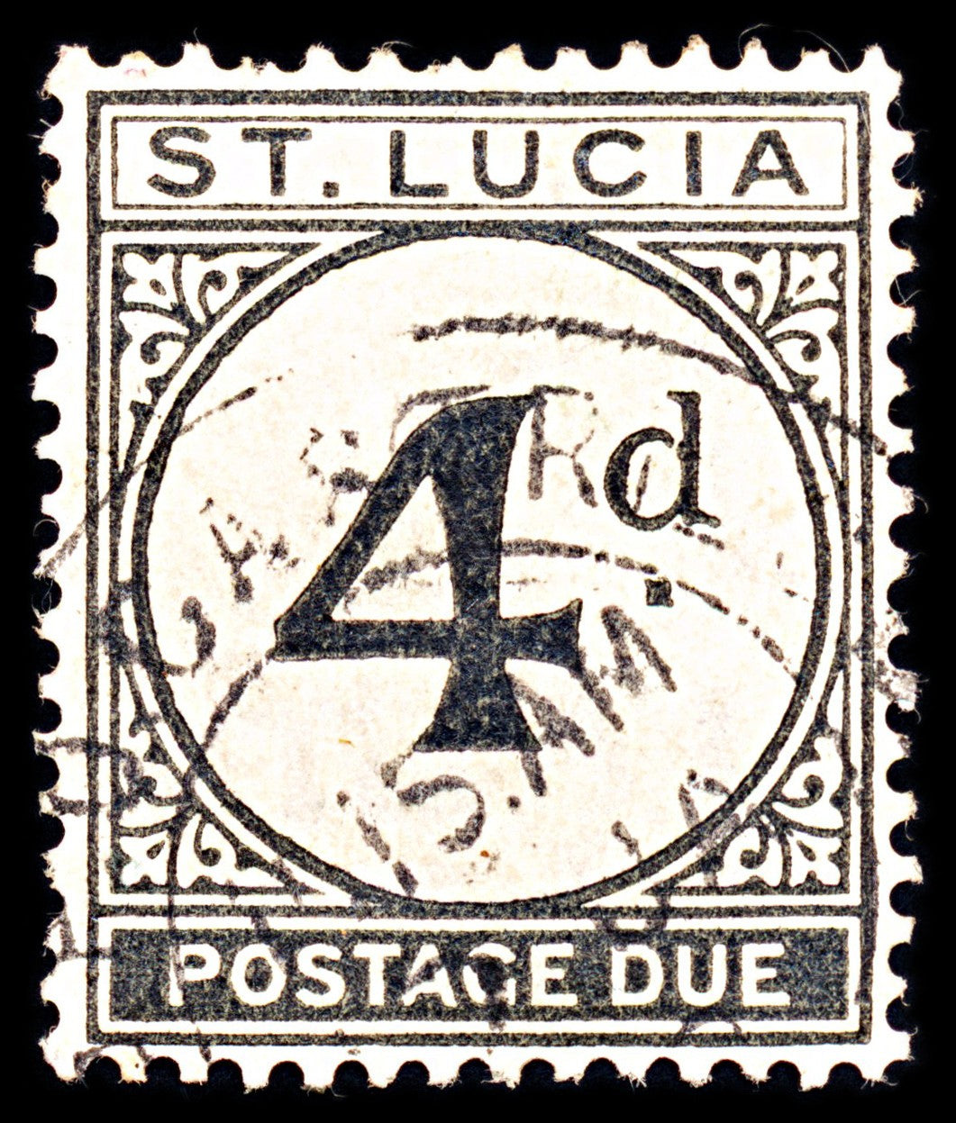 6945 Saint Lucia SG D5 4D Black. Postage Due 1947. Sc#J5 Mi P5 Used. C£55