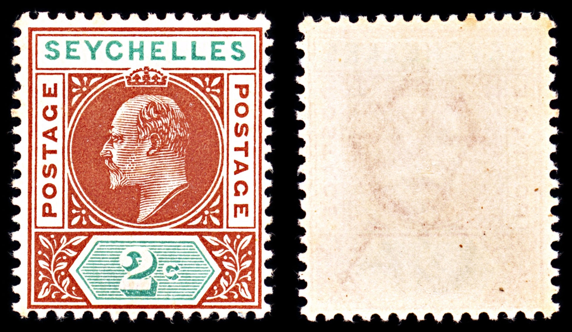 6946 Seychelles SG46 2C Chestnut & Green. Broken "S" 1903. Sc#38 Mi 38 Mint MNH. C£180