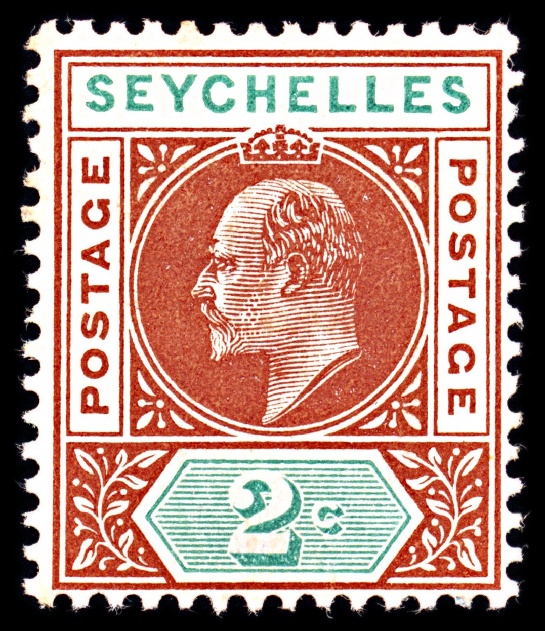 6946 Seychelles SG46 2C Chestnut & Green. Broken "S" 1903. Sc#38 Mi 38 Mint MNH. C£180