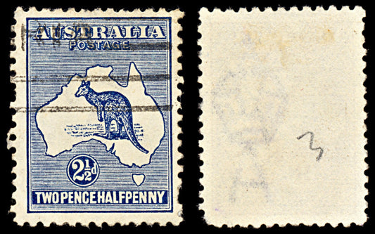 7007 Australia SG4 2½D Indigo 1913. Sc#4 Mi 7IIX Used. C£24