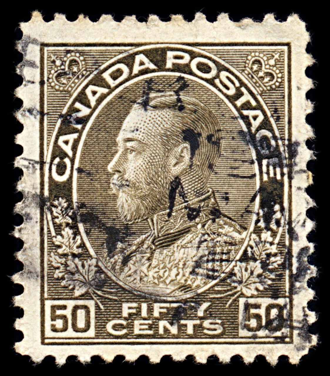 7015 Canada SG214 50C Black 1912. Sc#120a Mi [michelqc] Used. C£12