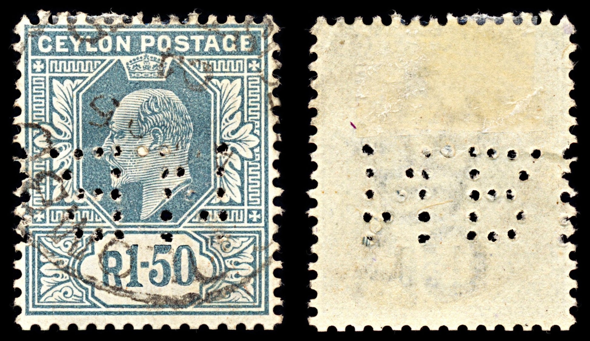 7024 Ceylon SG275 1.50Rs Slate 1903. Sc#176 Mi 141 Used. C£70