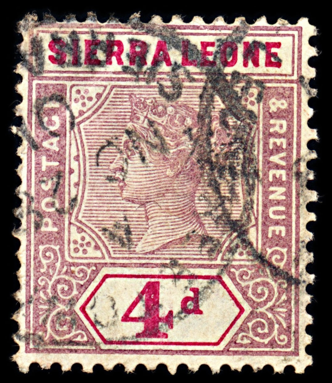 7031 Sierra Leone SG47 4D Carmine & Lilac 1896. Sc#40 Mi 30 Used. C£13