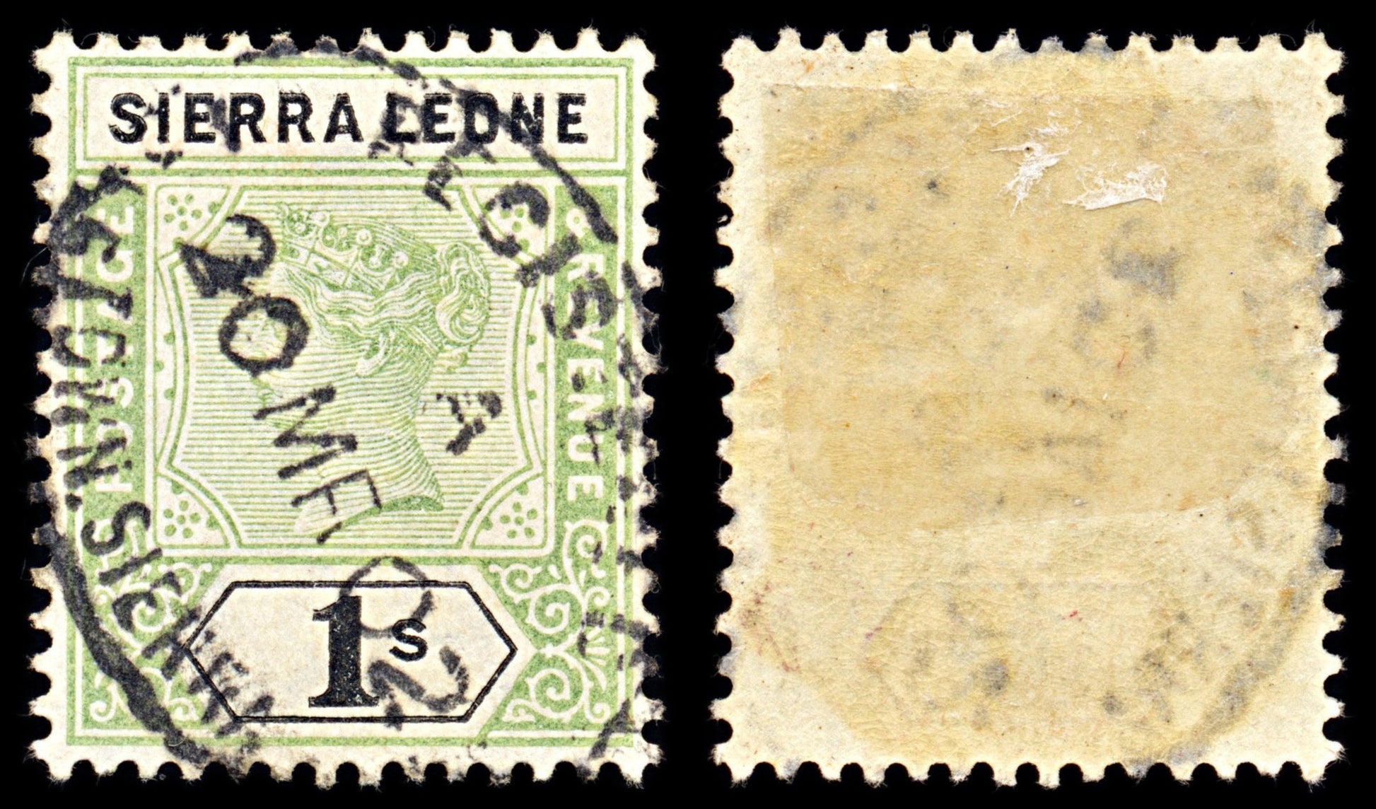 7032 Sierra Leone SG50 1S Black & Green 1896. Sc#43 Mi 33 Used. C£29