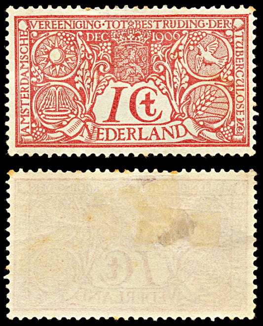 7042 Netherlands SG208 1+1C Red 1906. Sc#B1 Mi 69 Mint MH. C£28