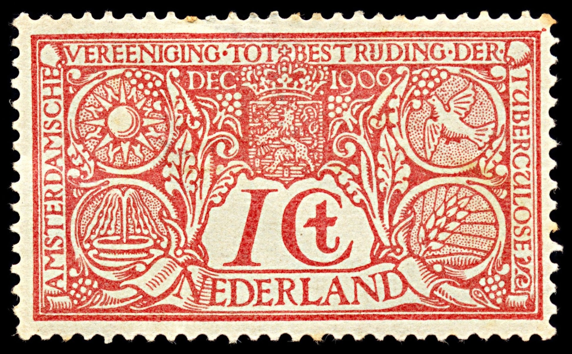 7042 Netherlands SG208 1+1C Red 1906. Sc#B1 Mi 69 Mint MH. C£28