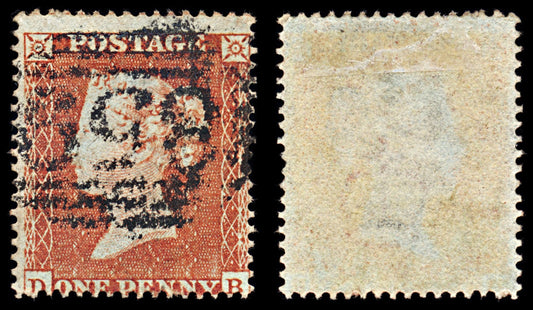 7047 GB SG17 1d Red-Brown. "DB" 1854. Sc#8 Mi 8IIAa Used. C£35