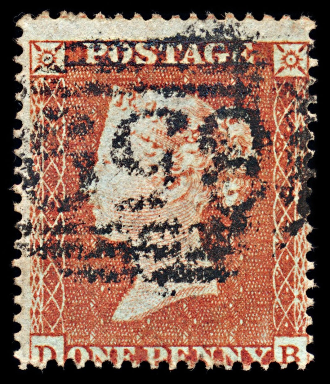 7047 GB SG17 1d Red-Brown. "DB" 1854. Sc#8 Mi 8IIAa Used. C£35