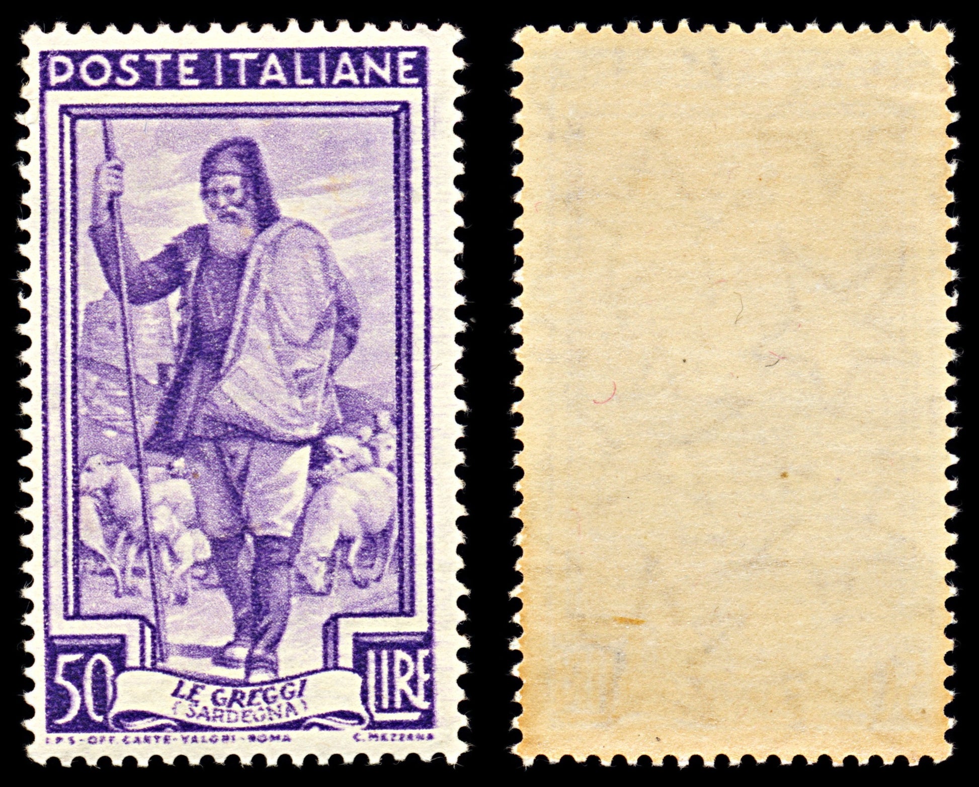 7073 Italy SG773 50L Violet 1950. Sc#562 Mi 820 Mint MNH. C£50