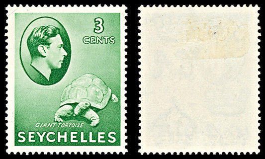 7113 Seychelles SG136 3C Green 1938. Sc#126 Mi 122 Mint MH. C£12