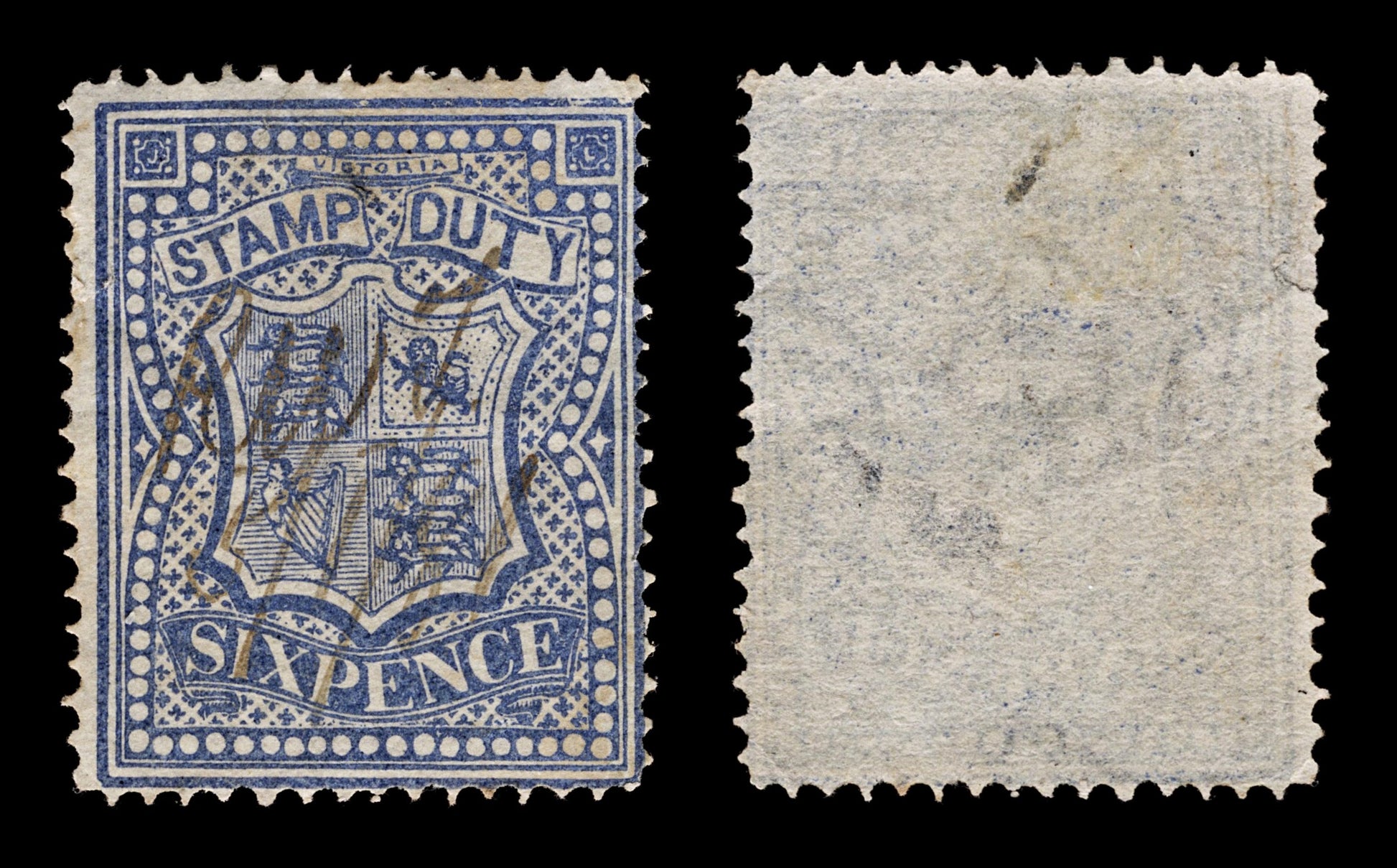 4233 Victoria SG255a 6d Blue. Stamp Duty. 1879. Sc# AR33 Mi ST16 Fine Used. C£50